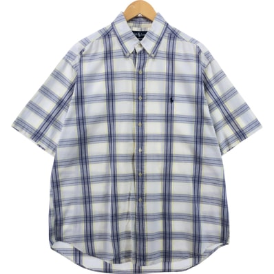 古着 ラルフローレン Ralph Lauren BLAIRE 半袖 ボタンダウン チェックシャツ メンズL相当/eaa557856
