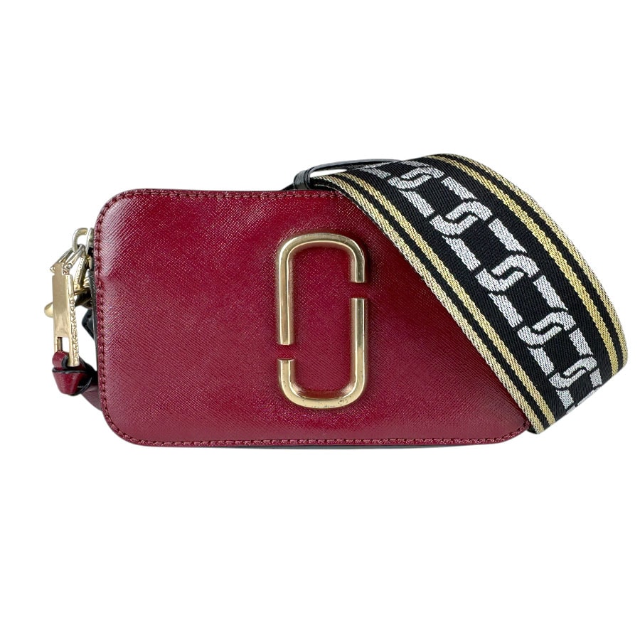 マークジェイコブス MARC JACOBS ショルダーバッグ スナップショット レザー バーガンディ/グレー レディース【中古】 z9104