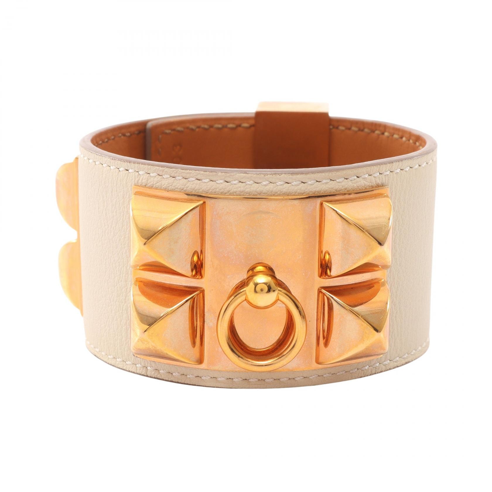 エルメス HERMES コリエドシアン クレ バングル アクセサリー GP(ゴールドメッキ) ヴォースイフト ヴォースイフト ゴールド T刻印(2015年製造) レディース アイボリー系 / ゴールド系 【中古】