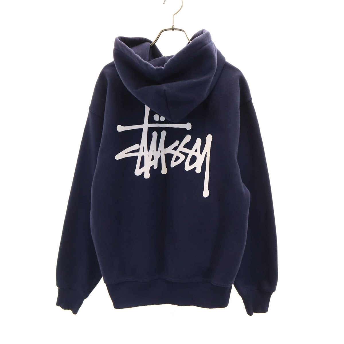 STUSSY ステューシー バックロゴ 長袖 スウェットパーカー S ネイビー 裏起毛