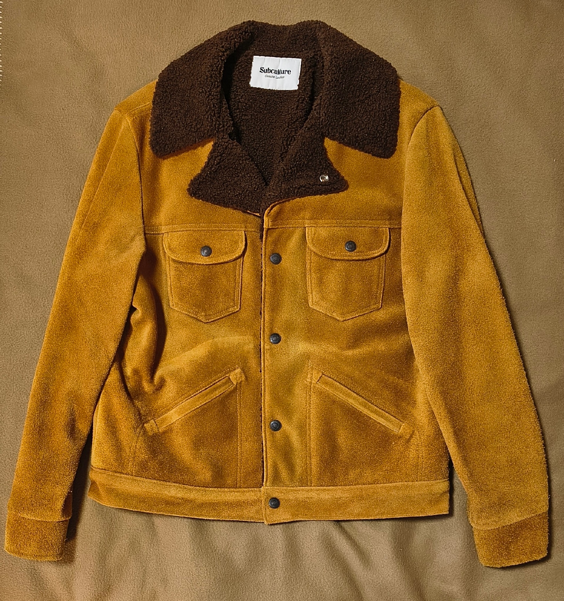SubCulture Suede Boa Ranch Jacket "Brown/Mustard"