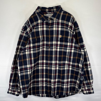 古着 カーハート Carhartt 長袖シャツ ワンポイントロゴ 胸ポケット ネルシャツ 大きいサイズ 2XL マルチカラー チェック メンズ