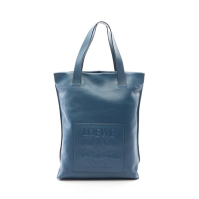 ロエベ LOEWE アナグラム ショッパー トートバッグ バッグ レザー レディース ブルー系 【中古】