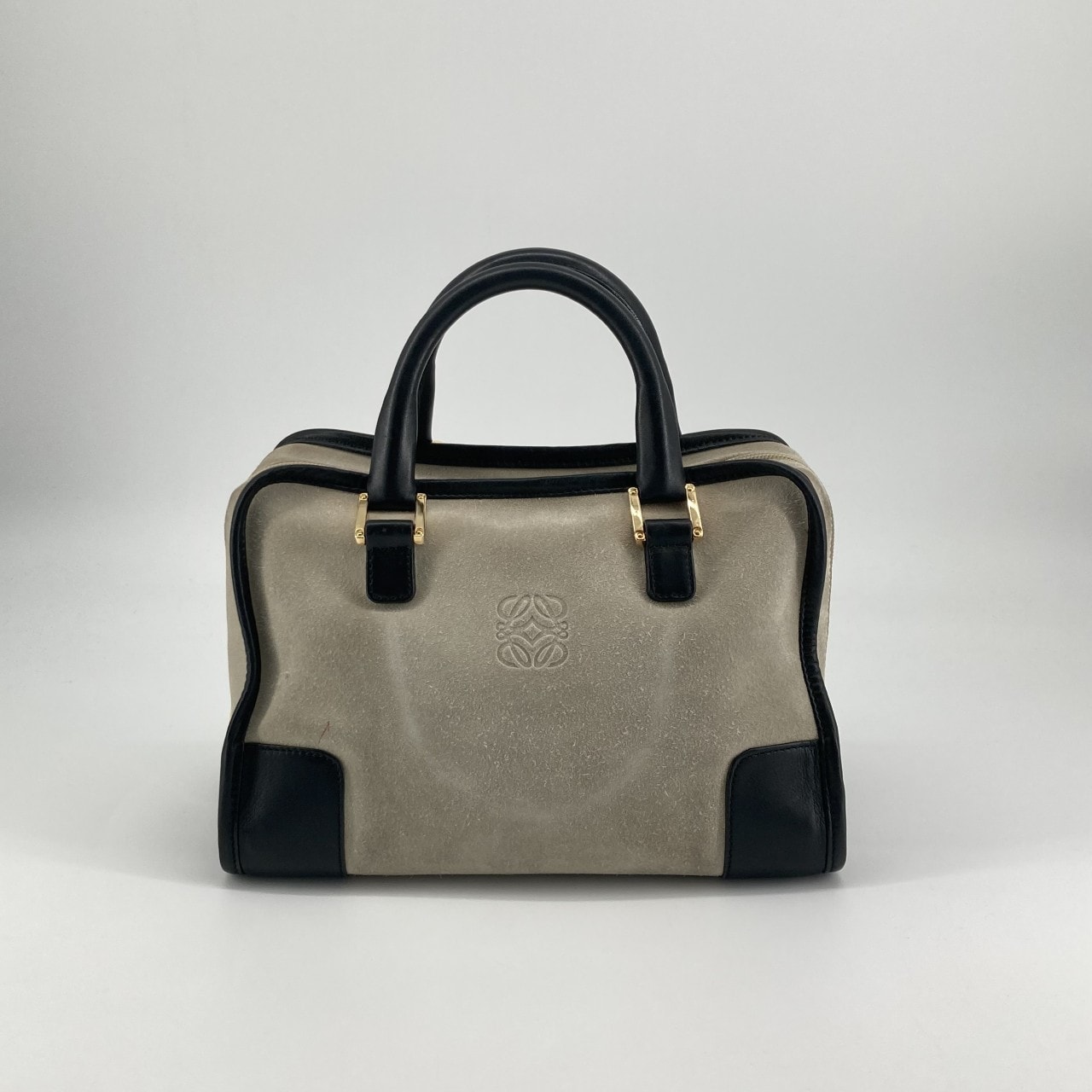 LOEWE(ロエベ) アマソナ 28 カーフレザー / スエード 339.61.A03 ハンドバッグ ベージュ×ブラック
