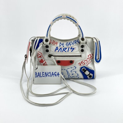 BALENCIAGA(バレンシアガ) クラシック ミニ シティ 2WAY 300295 ミニボストンバッグ ホワイト × マルチカラー