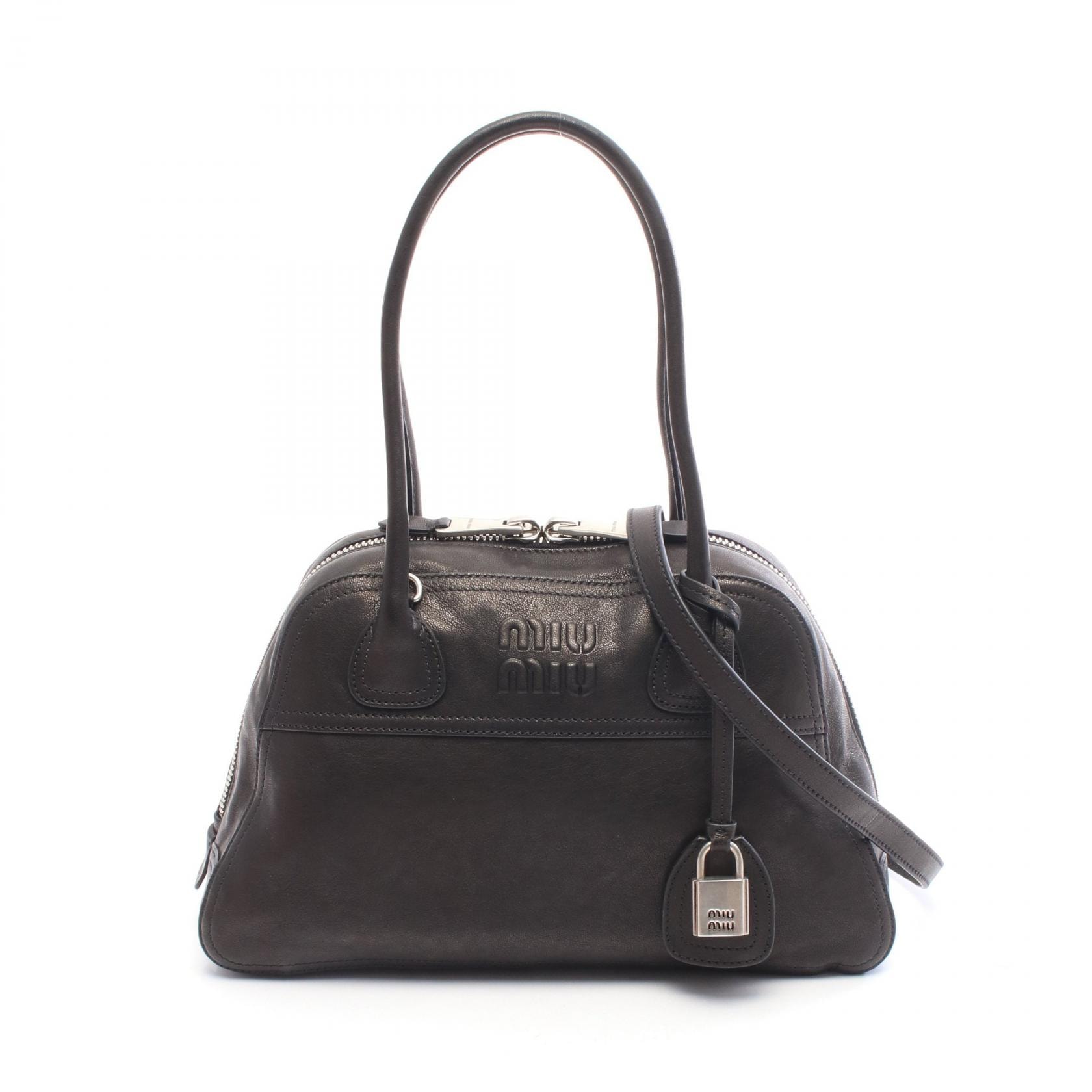 ミュウ ミュウ Miu Miu ヴィヴァン 2WAY ハンドバッグ バッグ レザー レディース ブラック系 5BB1992BBLF0002 【新品】