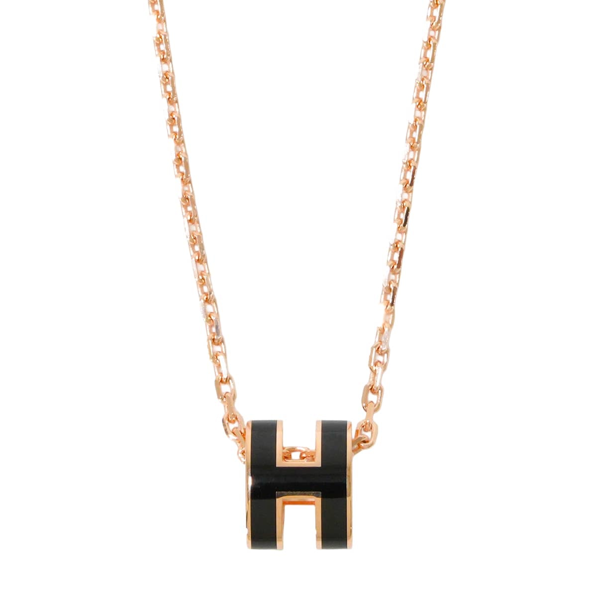 HERMES エルメス ネックレス ミニ ポップアッシュ ペンダント 黒 (ブラック) ローズゴールドプレーテッド/ラッカー 新品