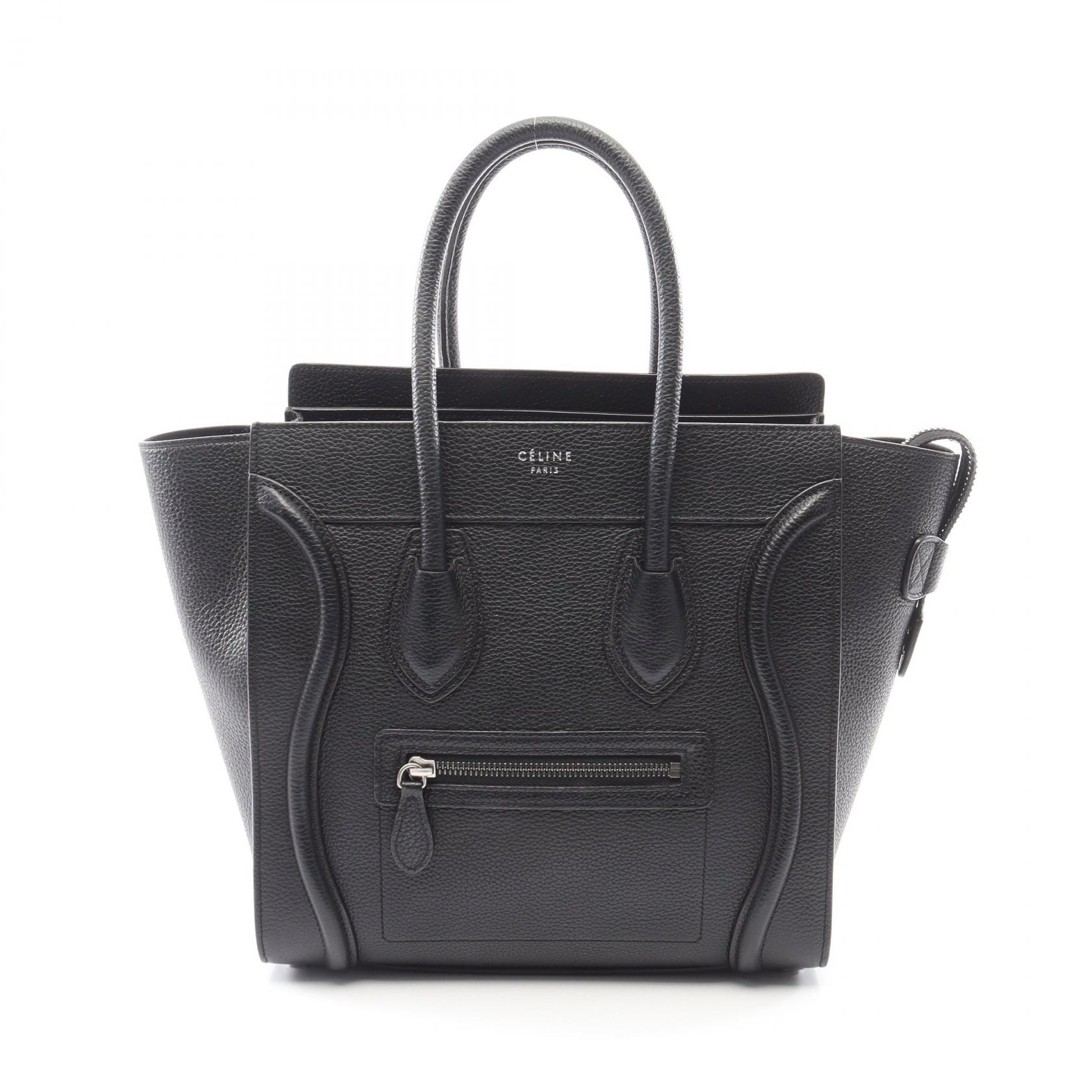 セリーヌ CELINE ラゲージ マイクロショッパー トートバッグ バッグ レザー レディース ブラック系 【中古】