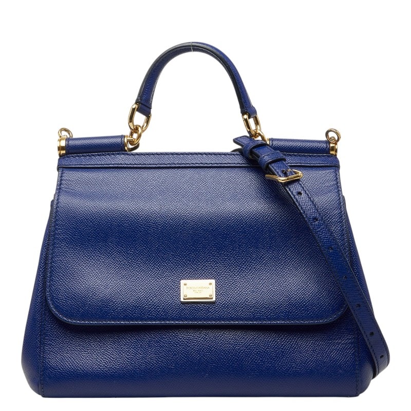 ドルチェアンドガッバーナ シシリー ハンドバッグ ショルダーバッグ 2WAY ブルー レザー レディース DOLCE&GABBANA 【中古】