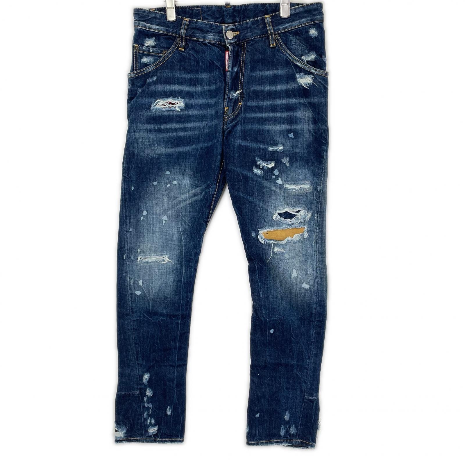 ディースクエアード 74LB023830309 インディゴ KENNY TWIST ダメージ加工スキニーデニムパンツ 44