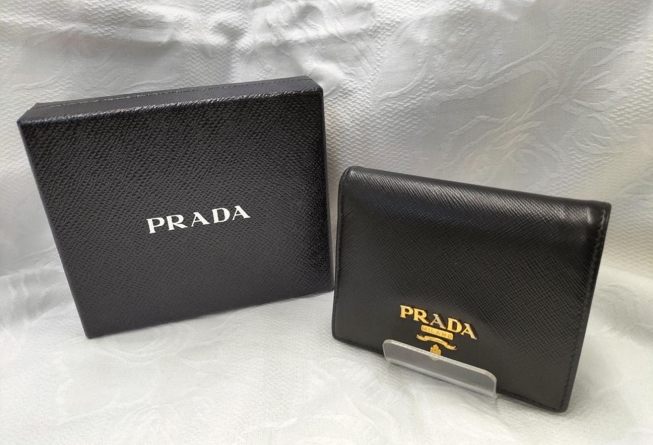 PRADA Small Saffiano Leather Wallet "Black/Pink"