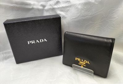 PRADA Small Saffiano Leather Wallet "Black/Pink"