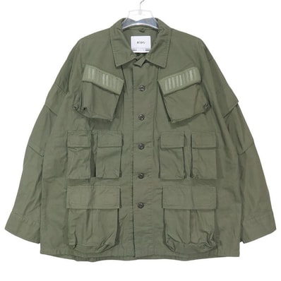 新品 WTAPS ダブルタップス 19AW MODULAR LS 01/SHIRT.COTTON.RIPSTOP 192BRDT-SHM03 モジュラー ロングスリーブ シャツ コットン リップストップ オリーブドラブ 長袖 サイズ02(M)