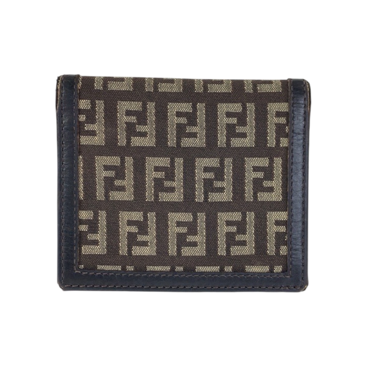 FENDI フェンディ ズッカ柄 ブラウン ベージュ キャンバス レザー/ カードケース パスケース 男女兼用 600572 【中古】