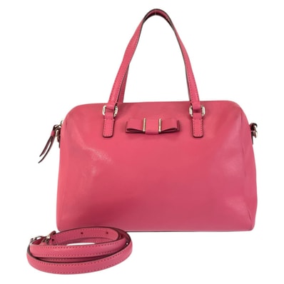 COACH コーチ リボンモチーフ ピンク シルバー金具 レザー ハンドバッグ ショルダーバッグ 2way 600877 【中古】