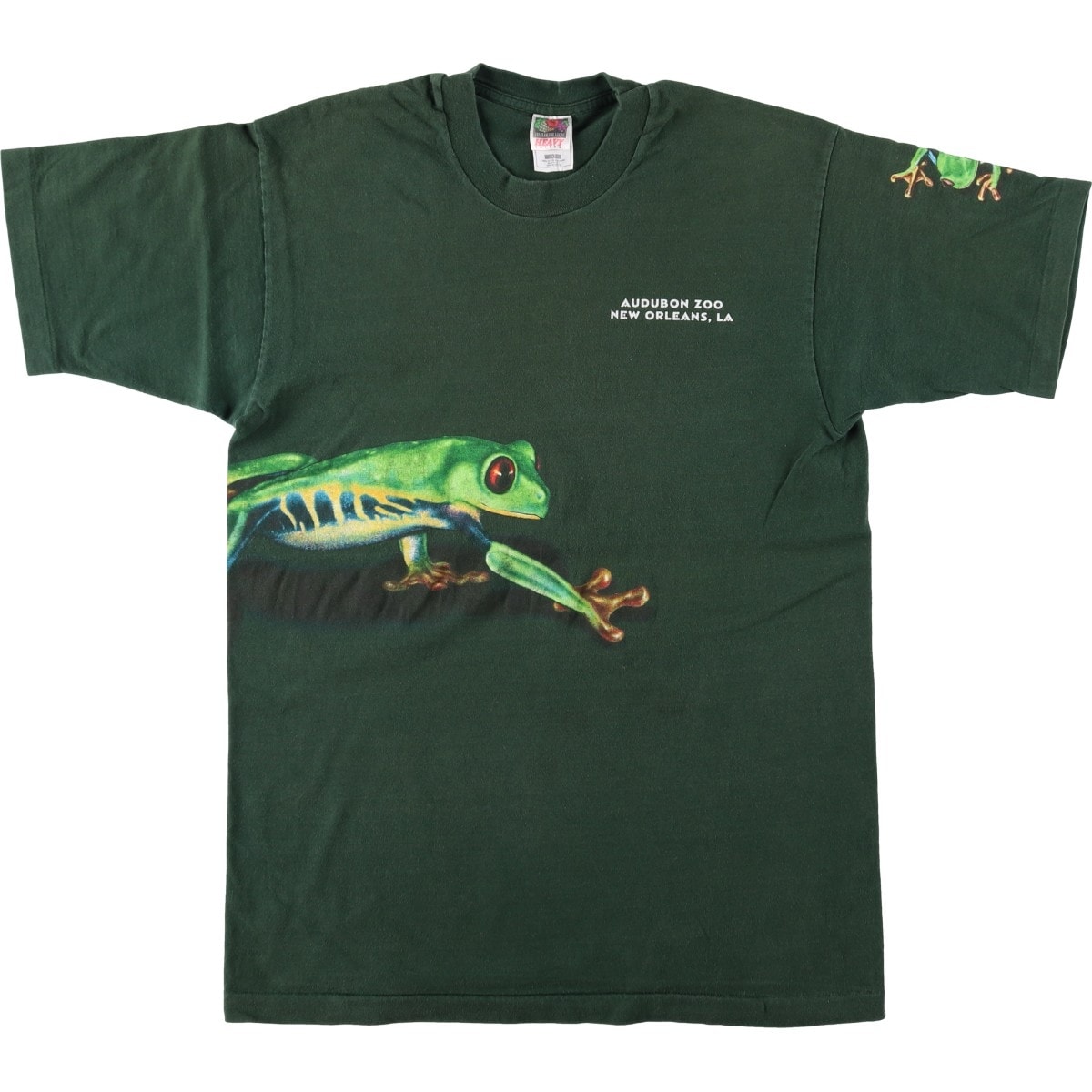 古着 90年代 フルーツオブザルーム FRUIT OF THE LOOM HEAVY cotton カエル柄 アニマルTシャツ USA製 メンズL相当 ヴィンテージ/eaa623671