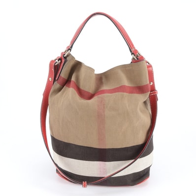 バーバリー ノバ チェックバケツ ホーボーショルダーバッグ