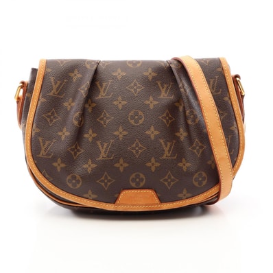 ルイ・ヴィトン LOUIS VUITTON メニルモンタンPM ショルダーバッグ バッグ PVCコーティングキャンバス レザー モノグラム レディース ブラウン系 M40474 【中古】