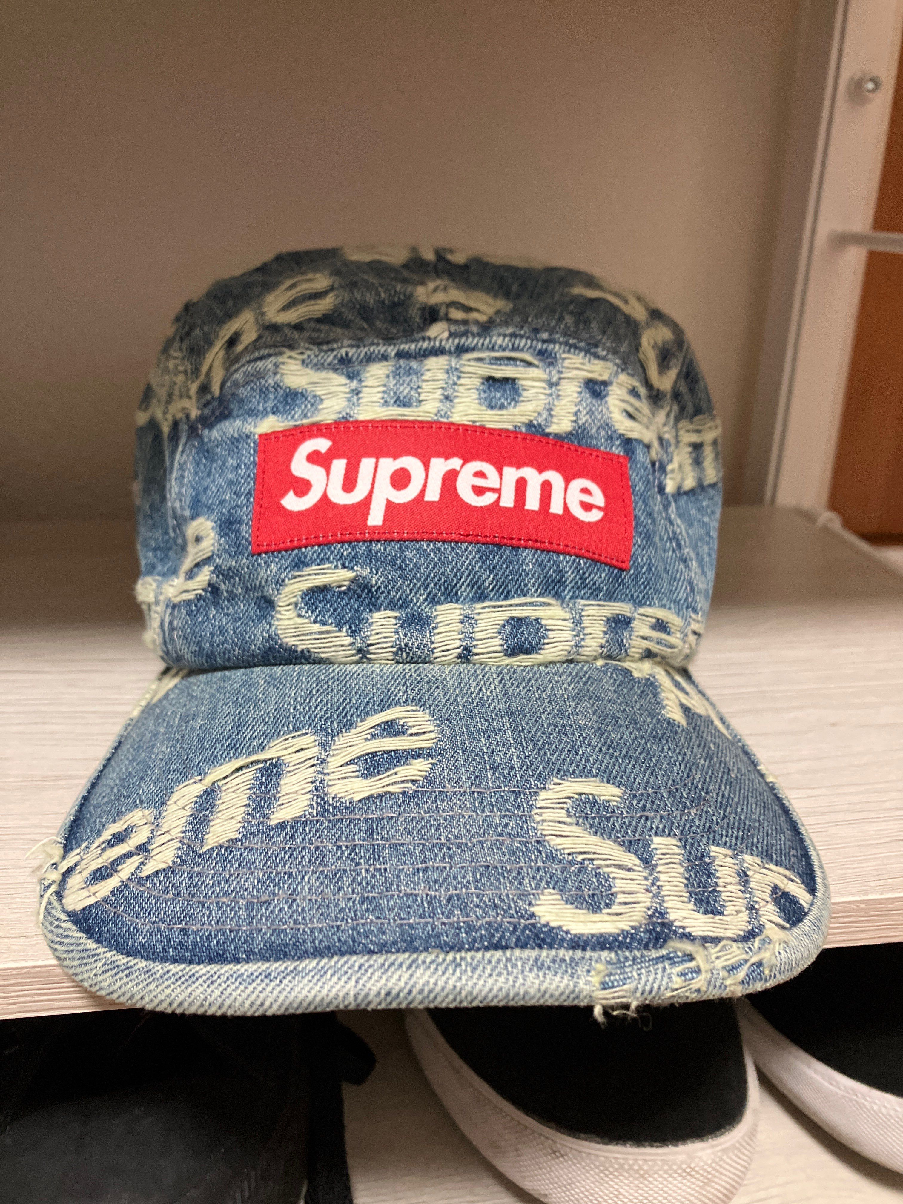 Supreme Frayed Logos Denim Camp Cap "Blue"