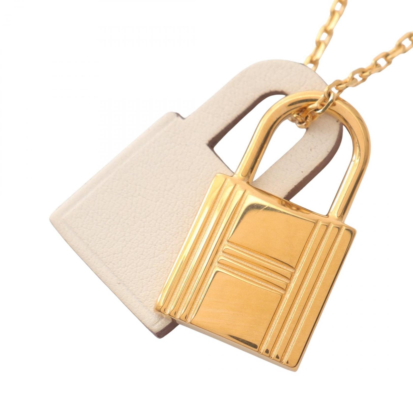 エルメス HERMES オーケリー ネックレス ジュエリー GP(ゴールドメッキ) レザー ゴールド レディース ゴールド系 / アイボリー系 【中古】