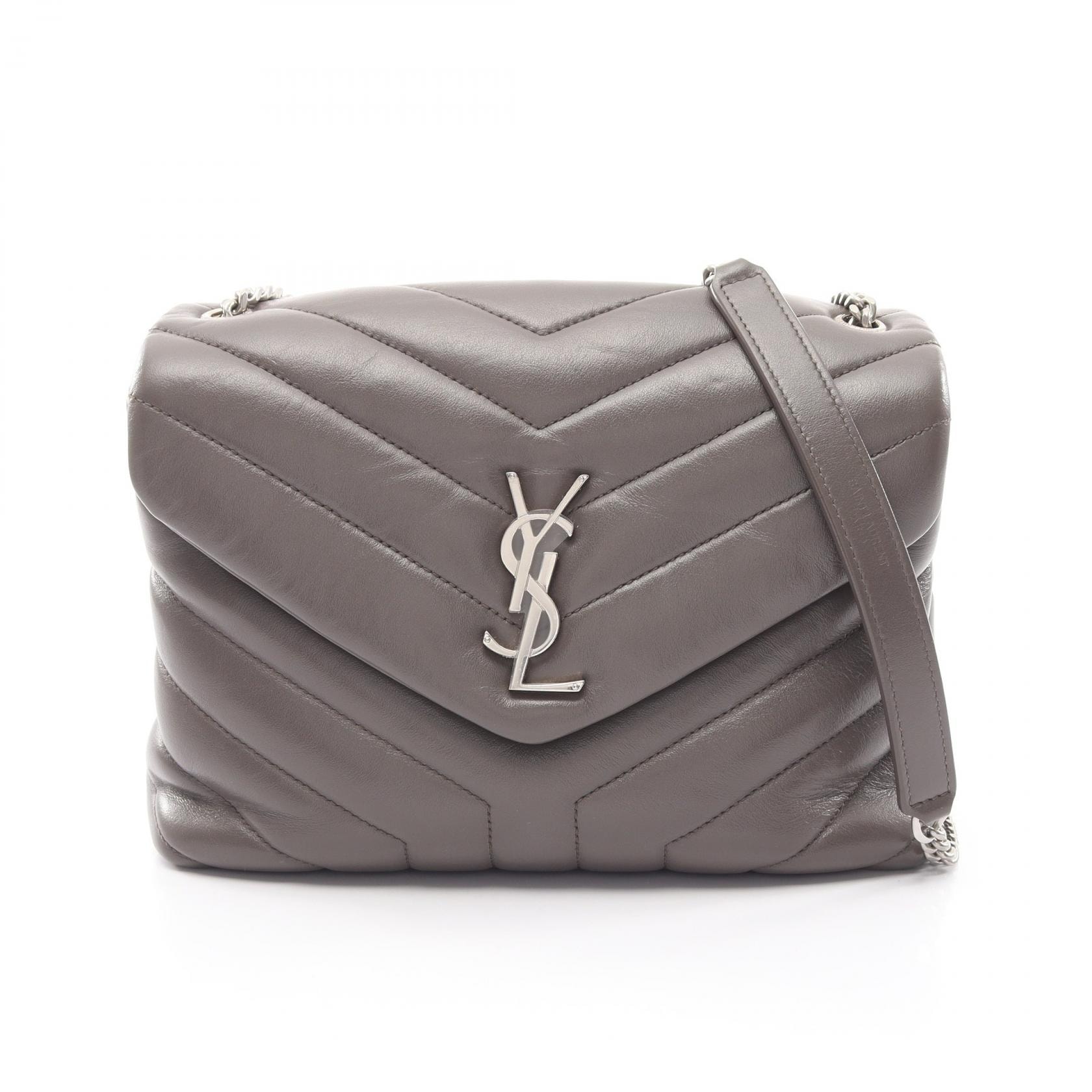サンローランパリ SAINT LAURENT PARIS ルル スモール ショルダーバッグ バッグ レザー レディース グレー系 487218 【中古】