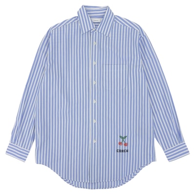 極美品 コーチ 長袖シャツ ブルー メンズ O 155/84A CI396