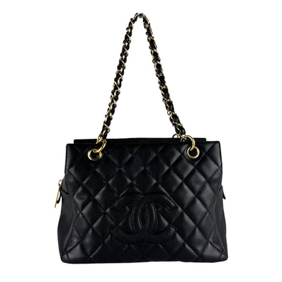 シャネル CHANEL ハンドバッグ プチタイムレス キャビアスキンレザー ブラック レディース【中古】 z10066