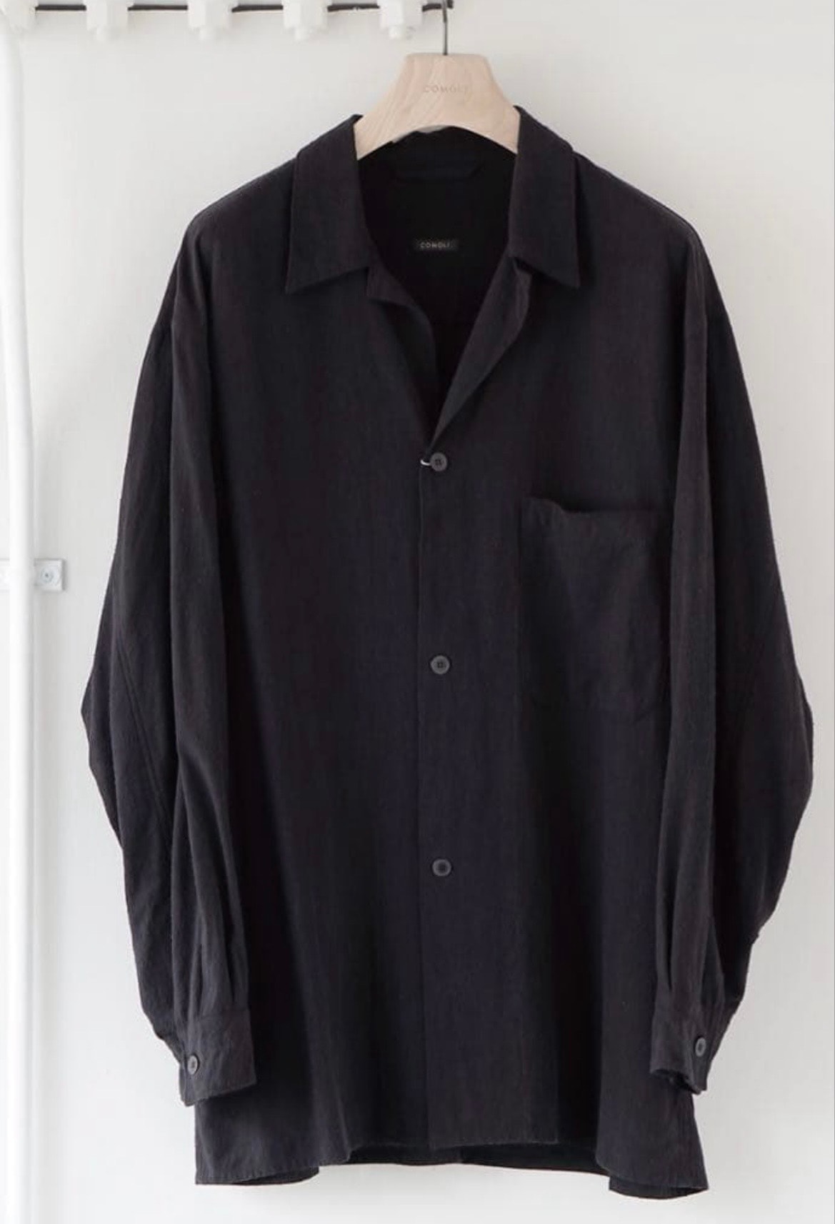 COMOLI Silk Noil Shirt Jacket "Black"