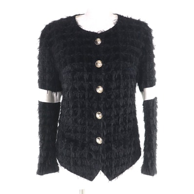 極美品 シャネル ノーカラージャケット ブラック 36 P65274V61200