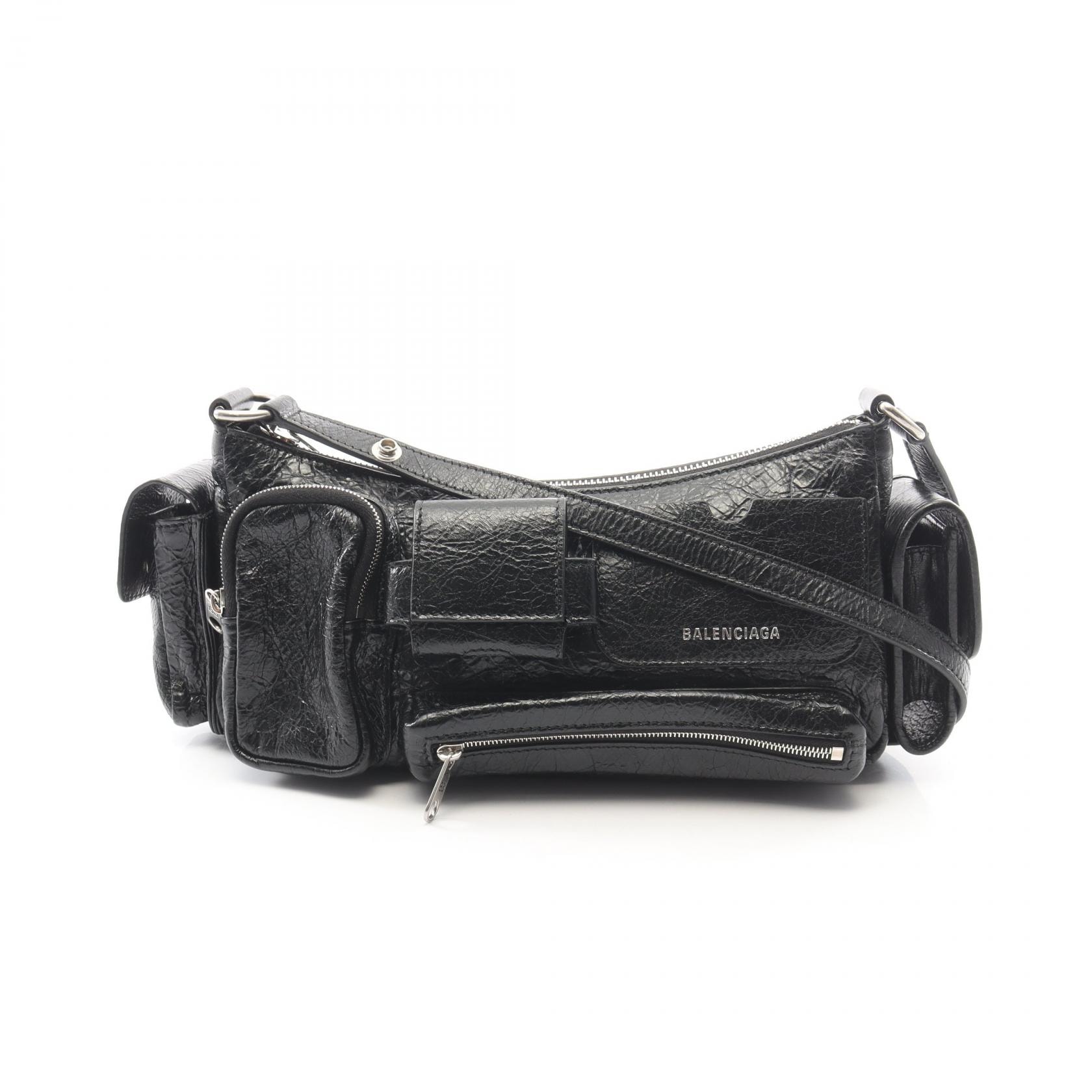 バレンシアガ BALENCIAGA SUPERBUSY スーパービジー スリングバッグ スモール ショルダーバッグ バッグ レザー レディース ブラック系 802227 【中古】