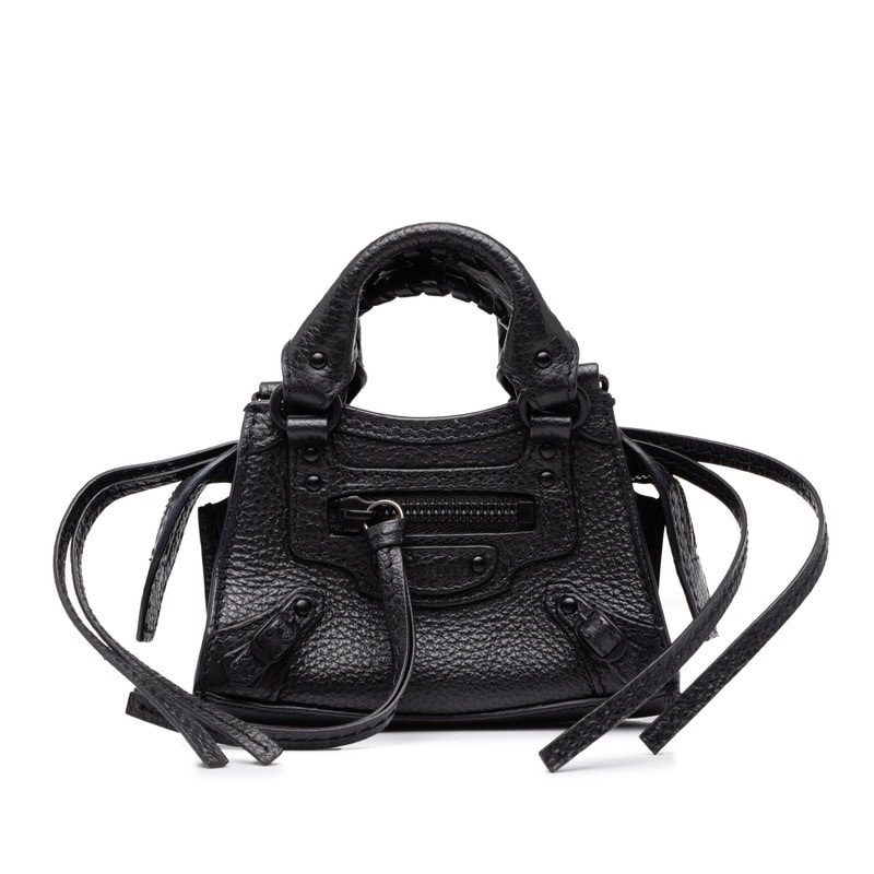 バレンシアガ ネオ クラシック スーパーナノ ハンドバッグ ショルダーバッグ 2WAY 669537 ブラック レザー レディース BALENCIAGA 中古