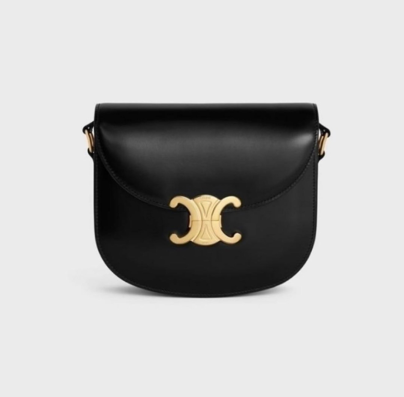 CELINE Teen Besace Triomphe In Shiny Calfskin "Black"