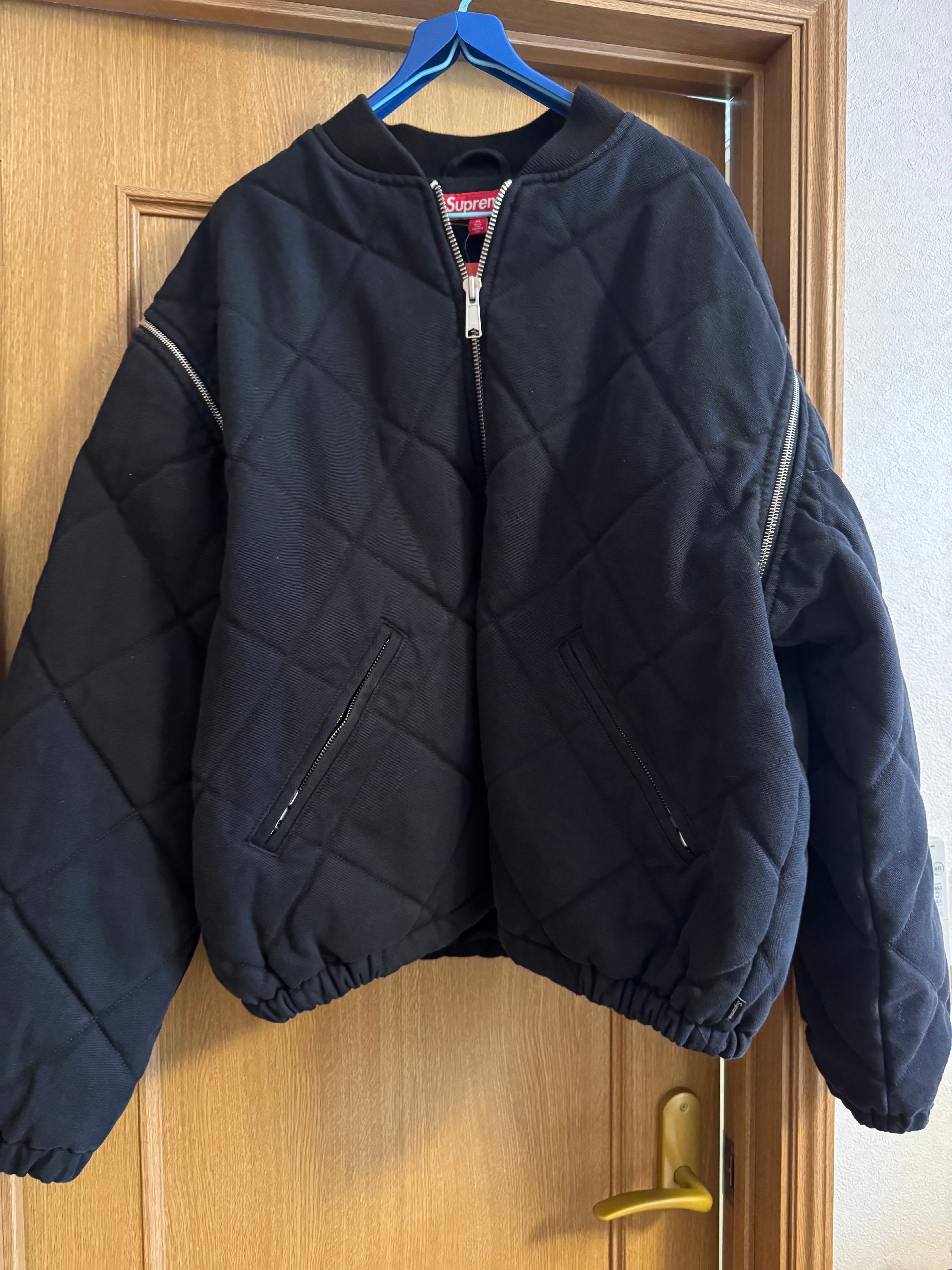 Supreme Zip-Off Sleeve Quilted Bomber Jacket "Black"