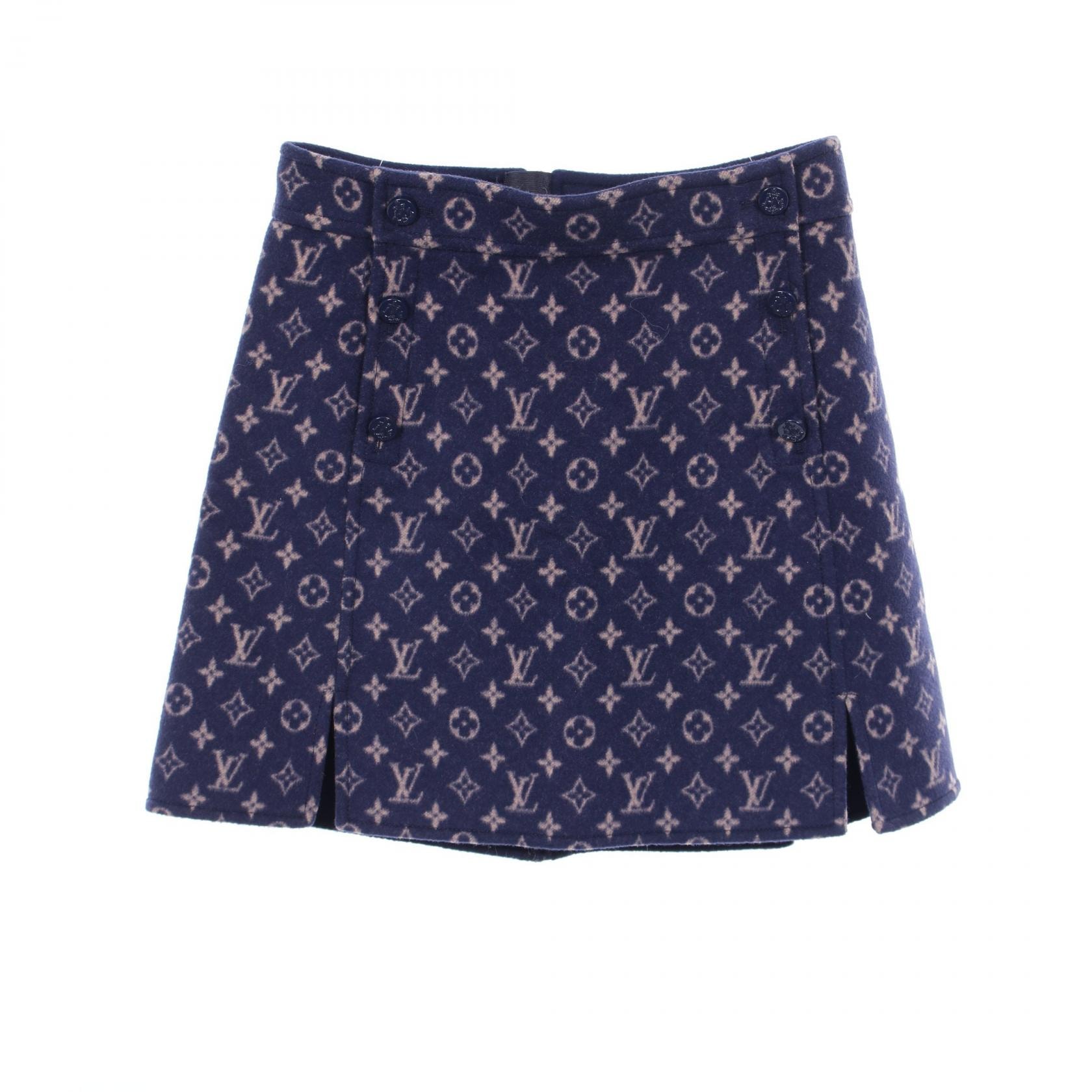 ルイ・ヴィトン LOUIS VUITTON モノグラム スカート 衣料品 ボトムス ウール レディース ネイビー系 / ピンク系 PW201WQS3FISK01 【中古】