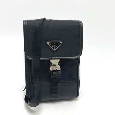 プラダ PRADA スマートフォンケース 2ZH109 ポシェット カバン バッグ ショルダーバッグ ナイロン/レザー ブラック