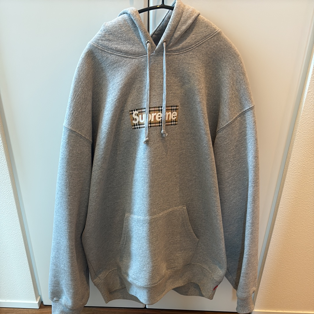 Supreme / Burberry Box Logo Hooded Sweatshirt "Heather Grey"