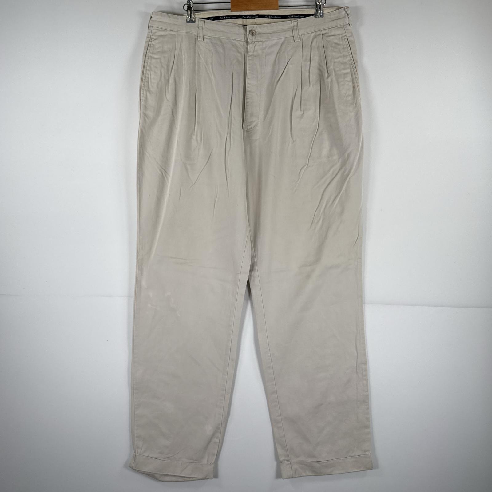 古着 ポロバイラルフローレン Polo by Ralph Lauren チノパンツ ポロチノ ワンポイント 大きいサイズ ハモンド w40 L34  ベージュ メンズ