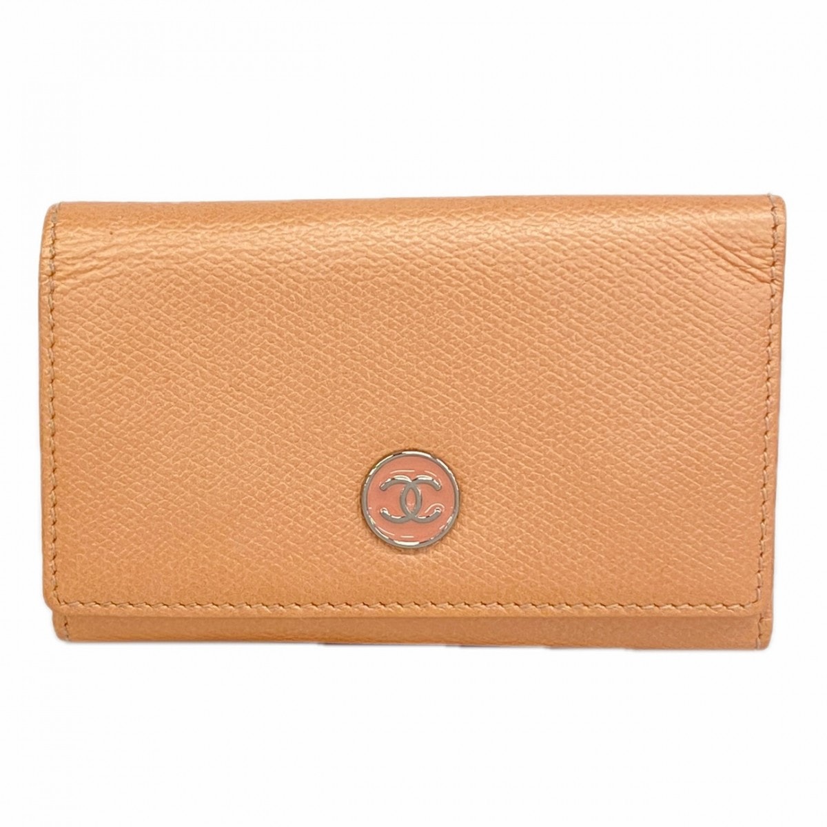 【6fa1049-k】シャネル キーケース ココボタン レザー ピンク シルバー金具【中古】レディース