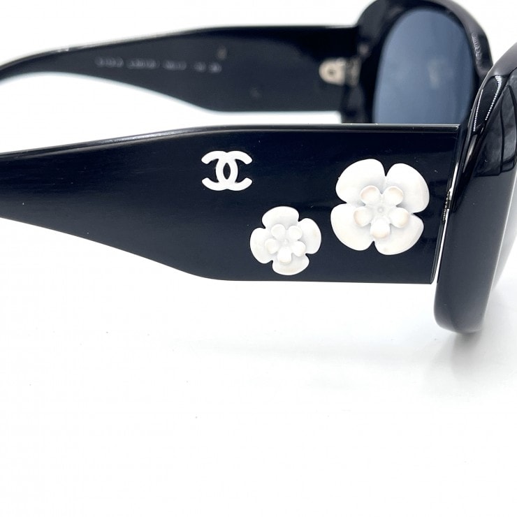 CHANEL ブラック フラワーモチーフ メガネ B (目立った傷や汚れなし)】CHANEL（シャネル）5313-A カメリア