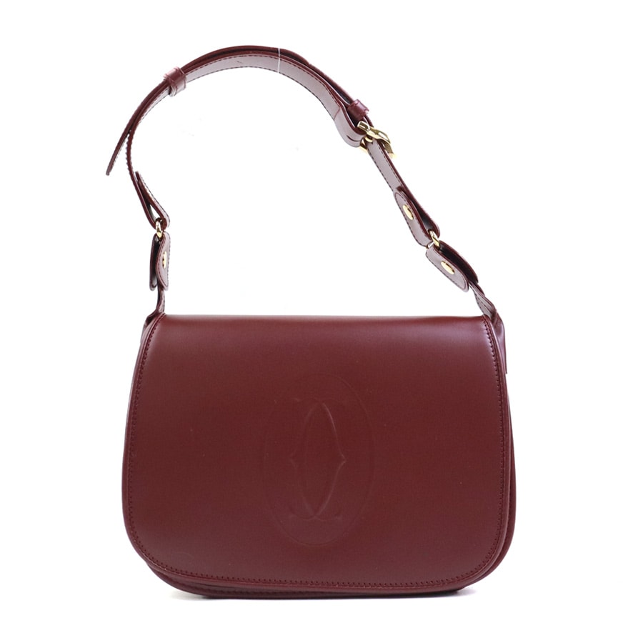 カルティエ CARTIER ショルダーバッグ レザー バーガンディ ゴールド レディース【中古】 e62223r