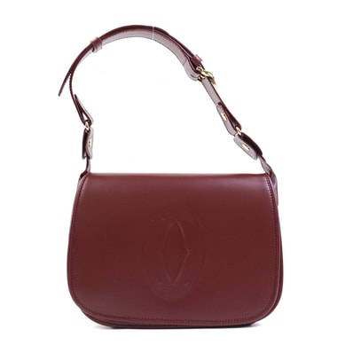 カルティエ CARTIER ショルダーバッグ レザー バーガンディ ゴールド レディース【中古】 e62223r