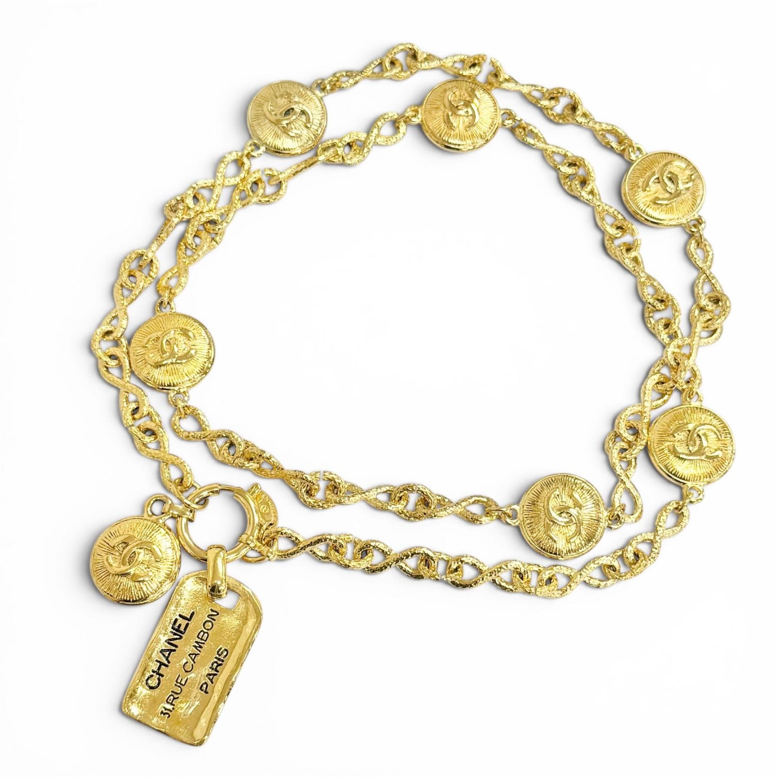 極美 シャネル ココボタン チェーンベルト 31 RUE CAMBON ゴールド