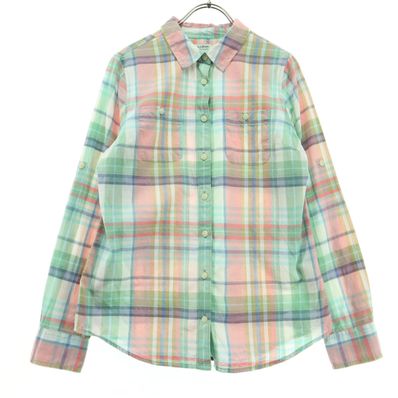 L.L.Bean エルエルビーン チェック柄 長袖 コットンシャツ M ピンク系 胸ポケット