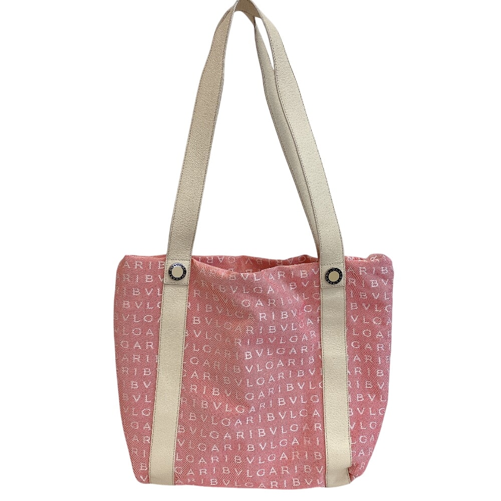 ブルガリ BVLGARI トートバッグ ロゴマニア ピンク
