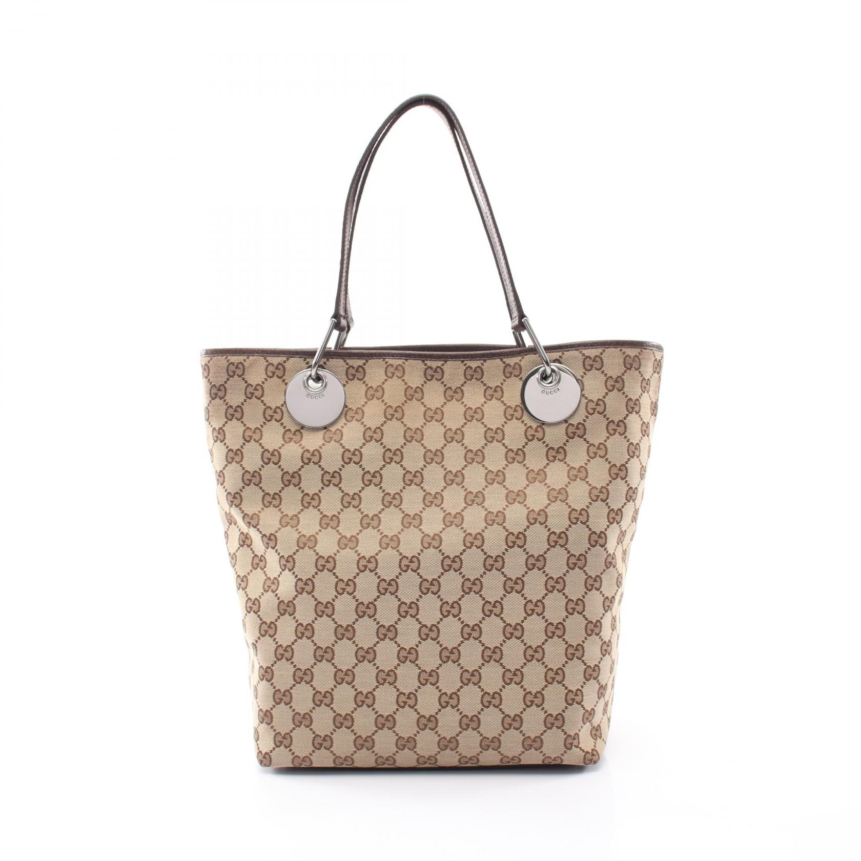 구찌 GUCCI GG 캔버스 토트 백 캔버스 레더 여성 베이지 120836 [중고]