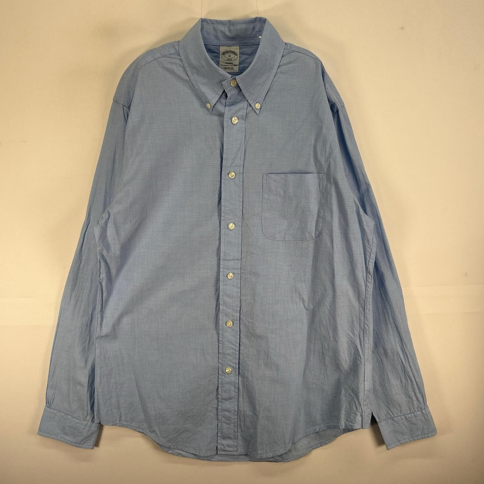 古着 ブルックスブラザーズ Brooks Brothers 長袖シャツ REGENT 胸ポケ ボタンダウン M  ブルー系 無地 メンズ