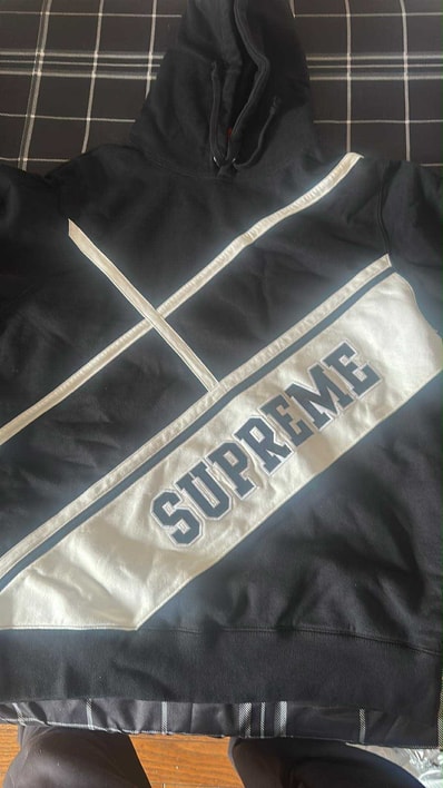 supreme diagonal hooded sweatshirt