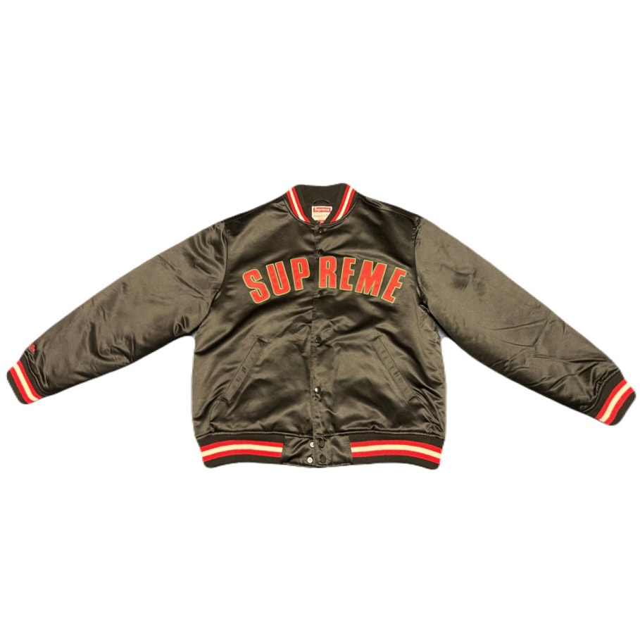 Supreme x Mitchell & Ness Satin Varsity Jacket "Black"