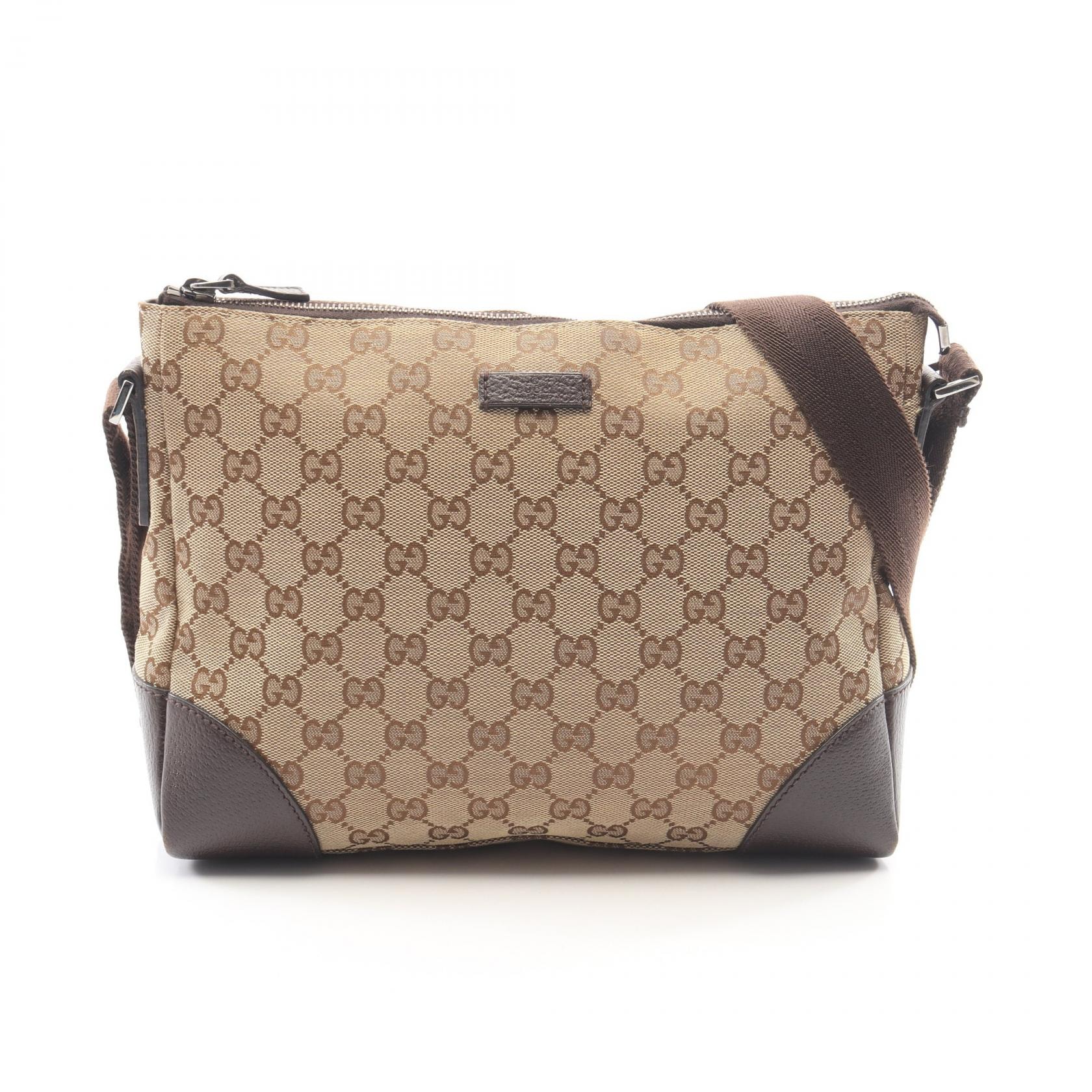 グッチ GUCCI GGキャンバス ショルダーバッグ バッグ キャンバス レザー レディース ベージュ系 / ブラウン系 114273 【中古】
