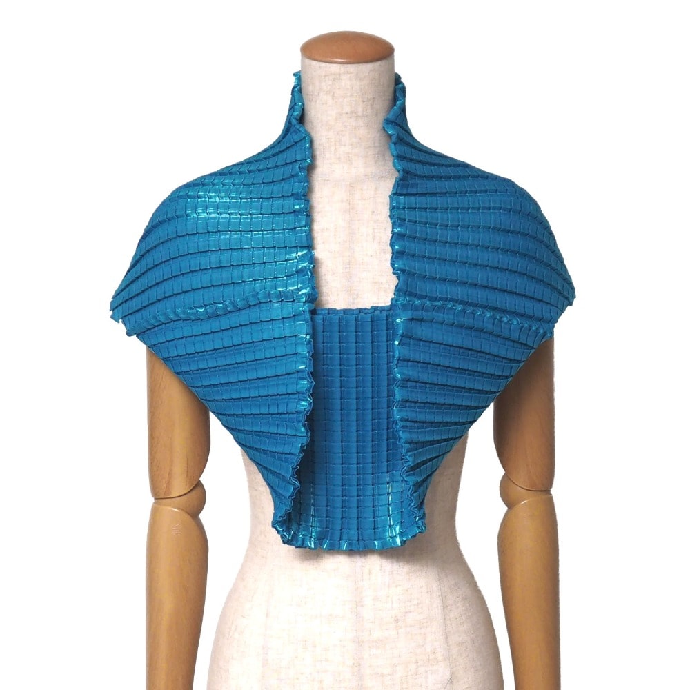 【美品】イッセイミヤケ 大判 マフラー ブルー ストライプ81×200cm A (未使用に近い)】□美品□ISSEY MIYAKE イッセイミヤケ スヌード